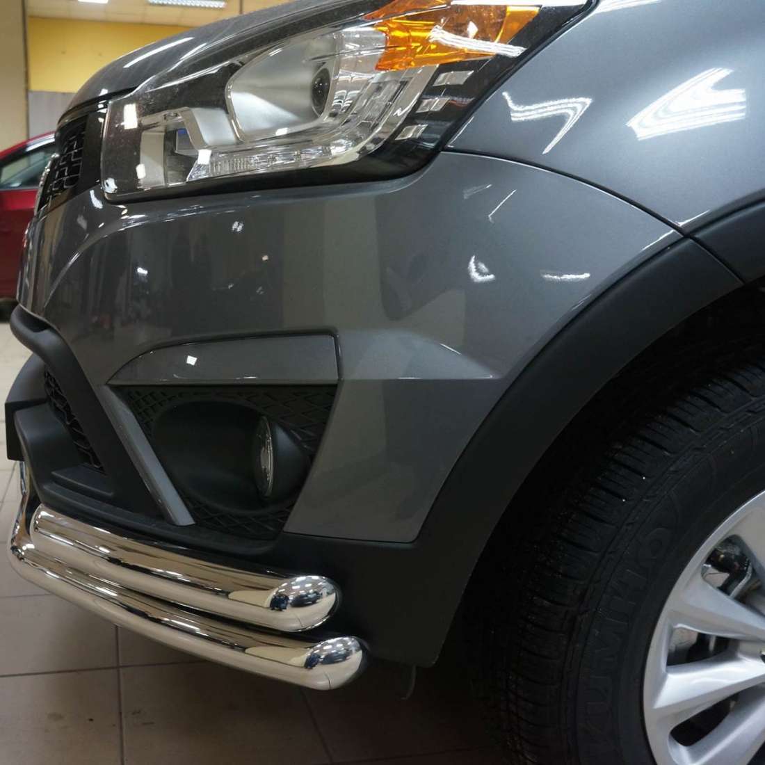 Захист переднього бампера подвійний труба для Ssang Yong Korando 2013+