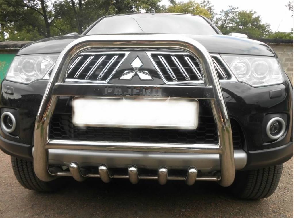 Кенгурятник високий з написом Can Otomotiv для Mitsubishi Pajero Sport 2010-2016