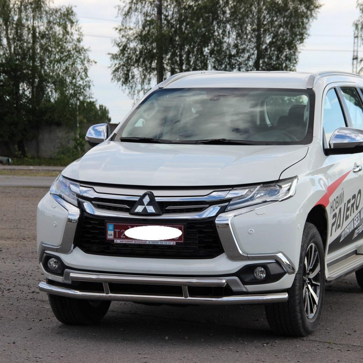 Захист переднього бампера подвійний для Mitsubishi Pajero Sport 2016+