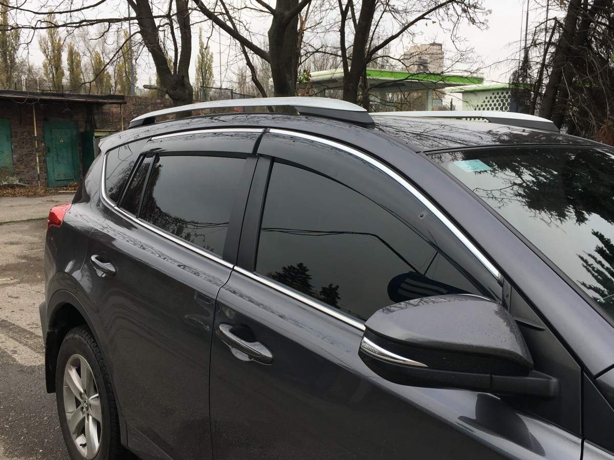 Дефлектори вікон вітровики з хром молдингом з нержавіючої сталі Toyota Rav 4 2013-2017