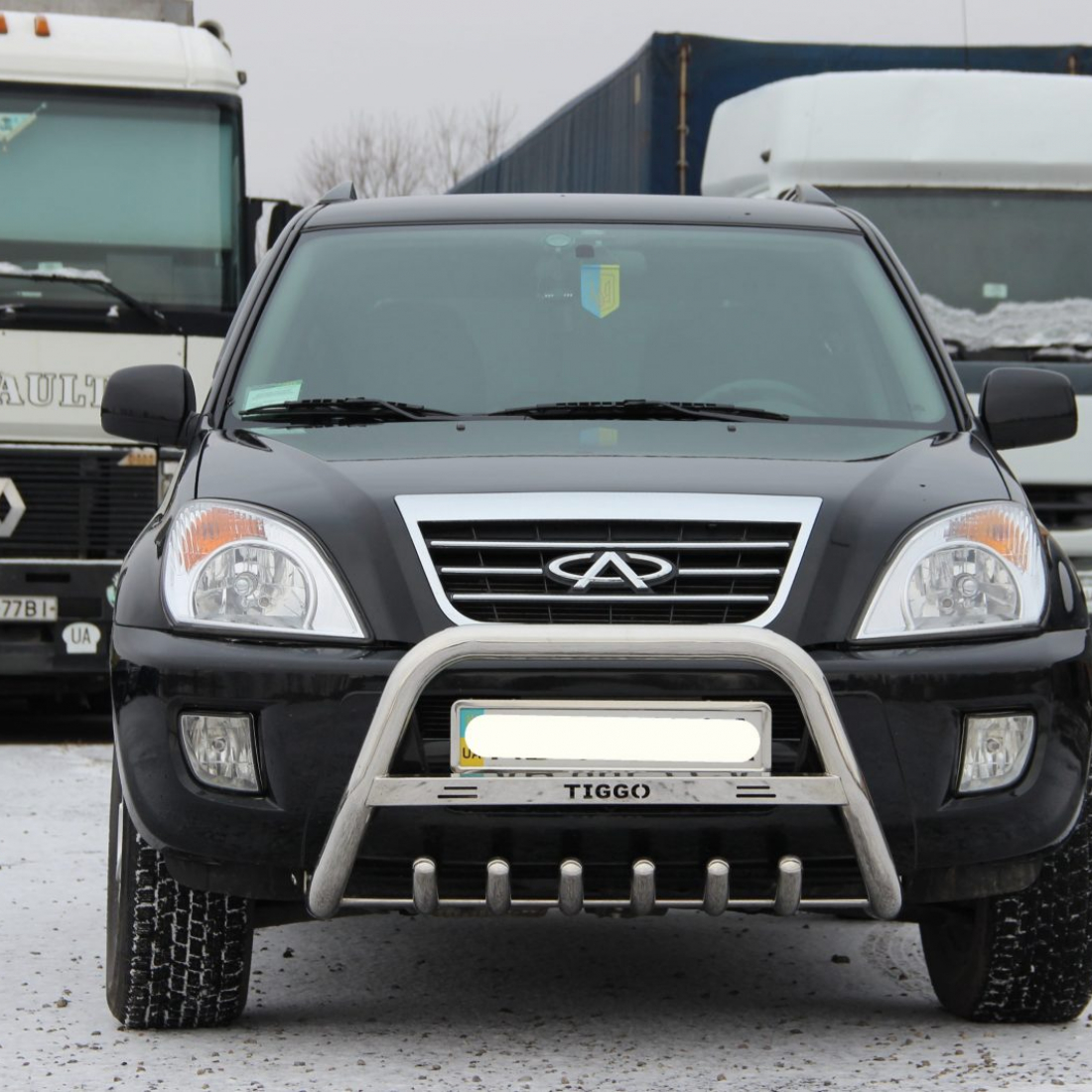 Кенгурятник з написом і грилем D60 для Chery Tiggo 2006-2012 (WT004)