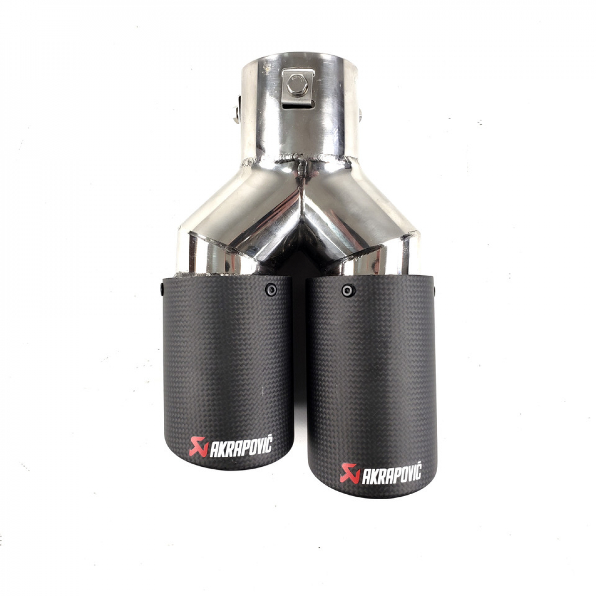 Подвійні насадки на вихлопні труби AKRAPOVIC 54mm (Матовий Карбон)