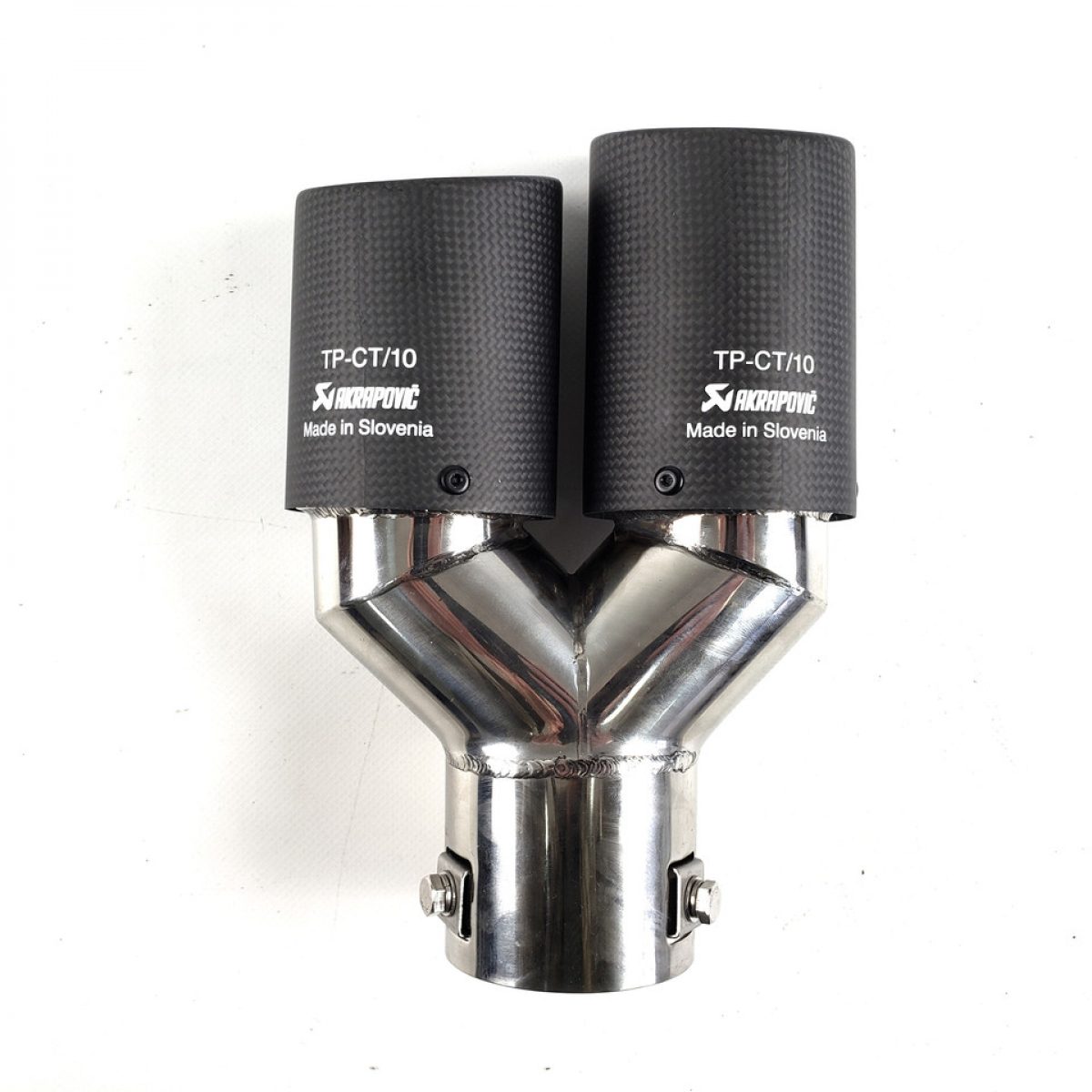 Подвійні насадки на вихлопні труби AKRAPOVIC 54mm (Матовий Карбон)