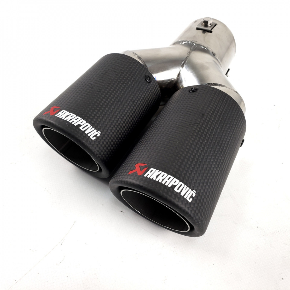 Подвійні насадки на вихлопні труби AKRAPOVIC 54mm (Матовий Карбон)