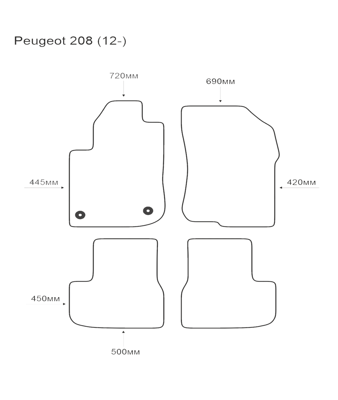 Килимки в салон EVAtech для Peugeot 208 (12-) EVA полімерні чорні
