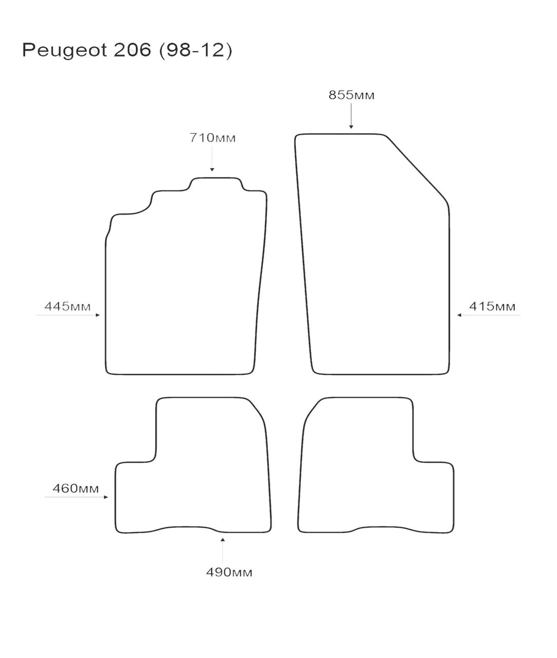 Килимки в салон EVAtech для Peugeot 206 (98-12) EVA полімерні чорні