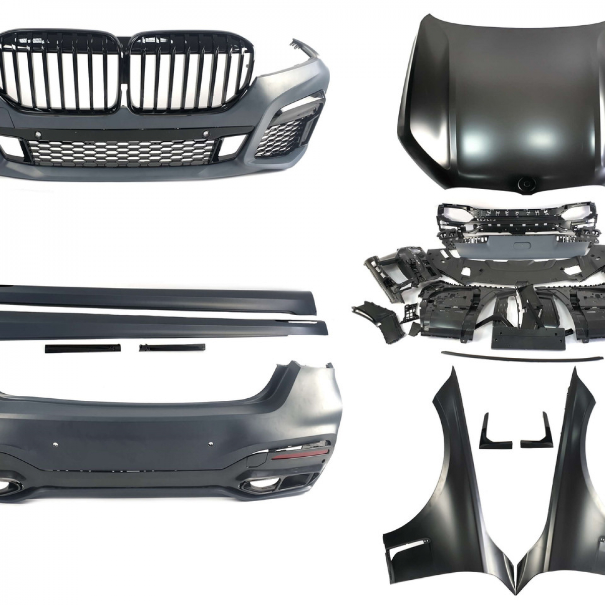 Полный комплект обвеса на BMW 7 Series G12 2019-2022 года ( M Sport Paket Full Black )