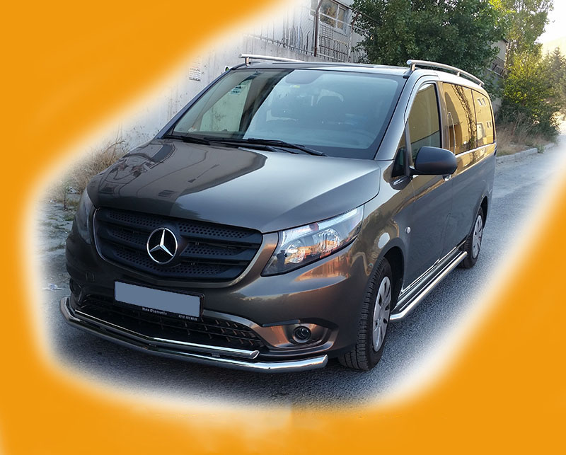 Передній захист ST014 (нерж.) 60/42 для Mercedes Vito / V-class W447 2014-2024 рр