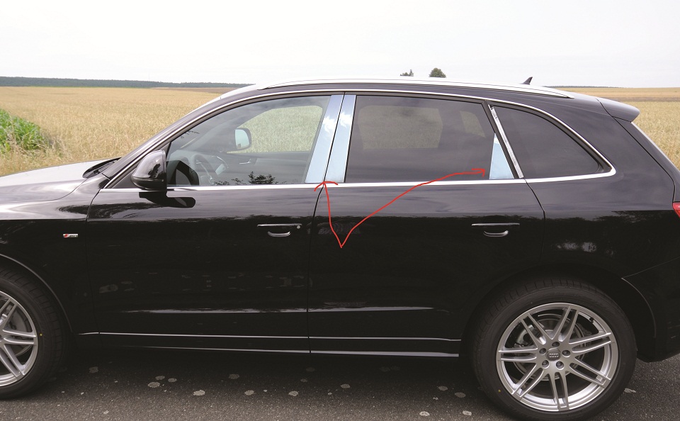 Молдинги дверних стійок (6 шт, нерж.) для Audi Q5 2008-2017