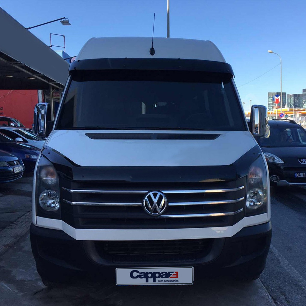 Козирок на лобове скло на рамі V2 (чорний глянець, 5мм) для Volkswagen Crafte, Mercedes Sprinter 2006-2017рр.
