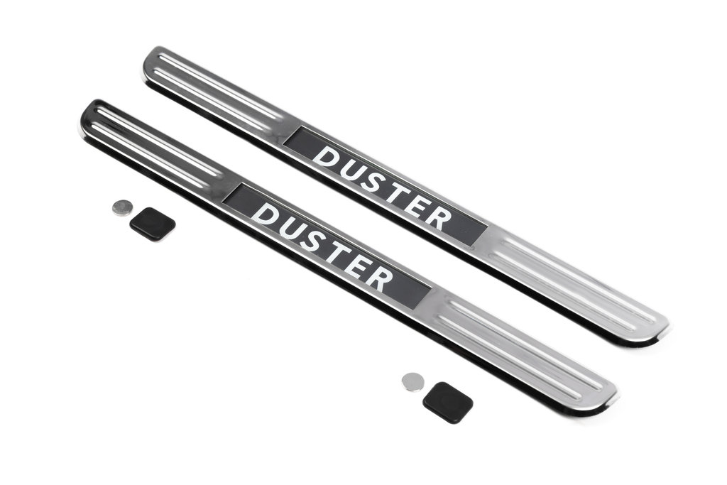 Бездротові пороги з підсвічуванням (2 шт., нерж) для Renault Duster 2008-2017 рр.